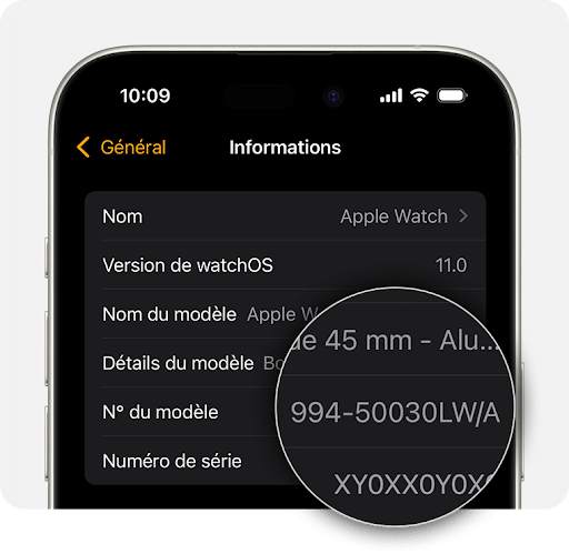 Comment connaître le nom et le numéro de modèle de son Apple Watch ?