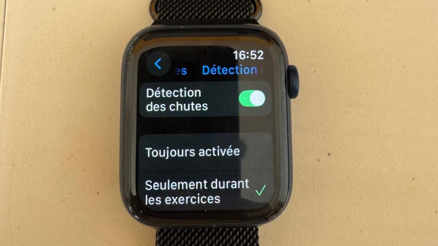 détection de chute sur Apple Watch