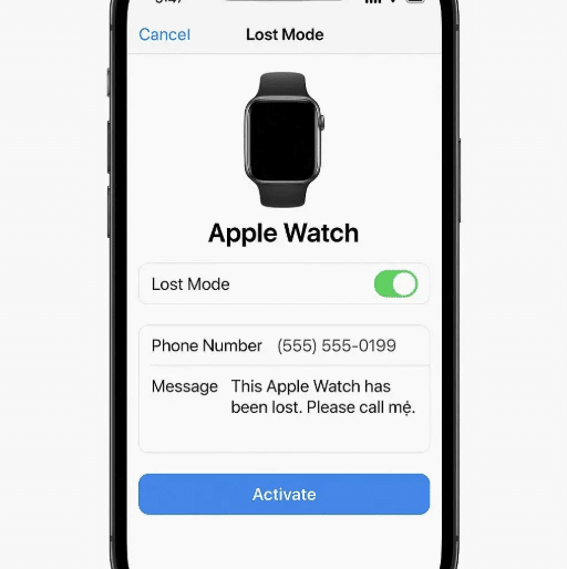 Marquez votre Apple Watch comme perdue
