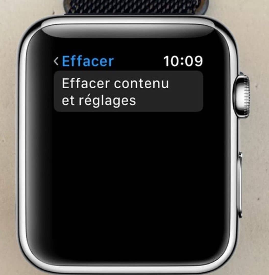 ffacer le contenu et les réglages de l’Apple Watch