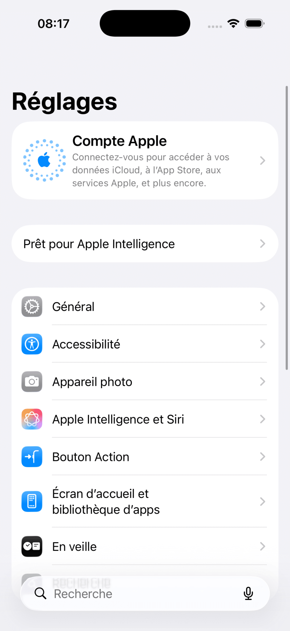 Réglages iPhone iOS 26