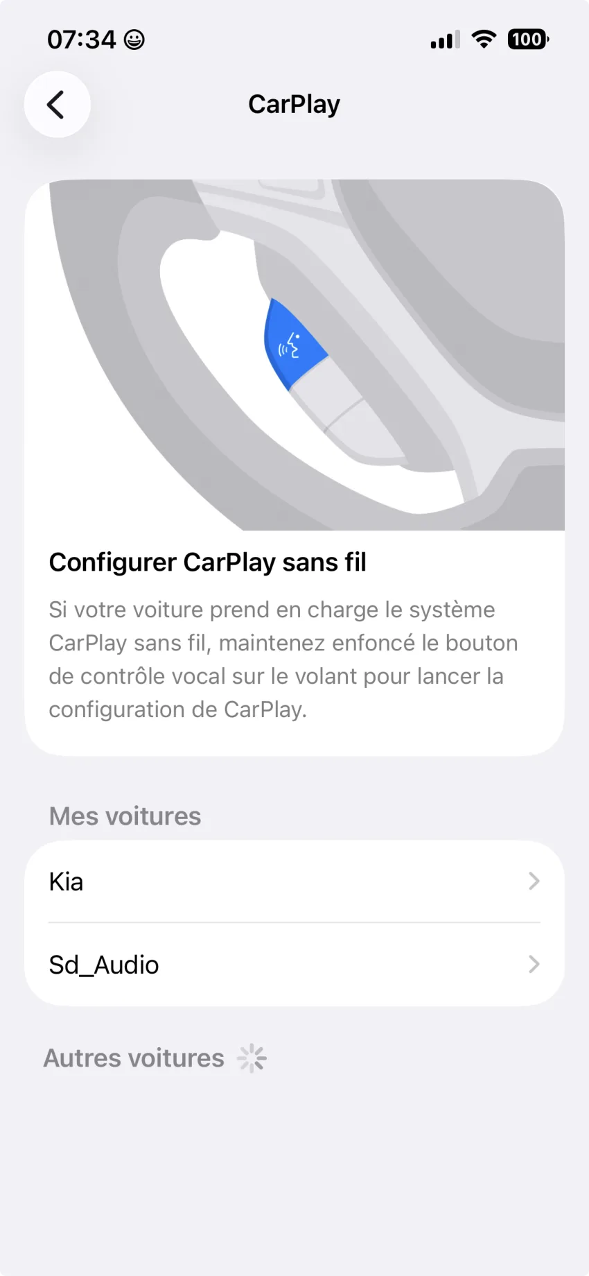 activation carplay menu reglages iphone