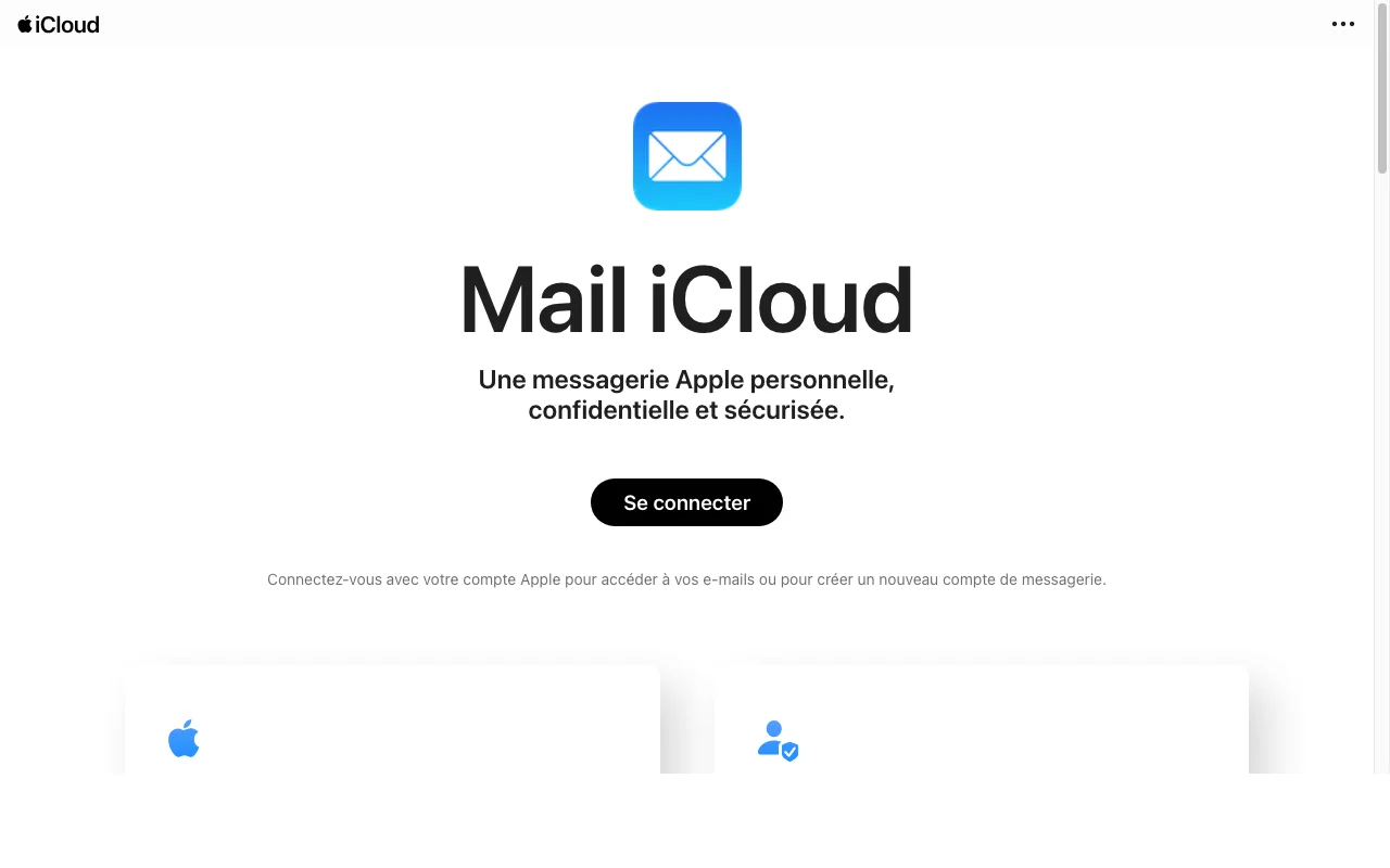 iCloud Mail webmail — connexion depuis un navigateur