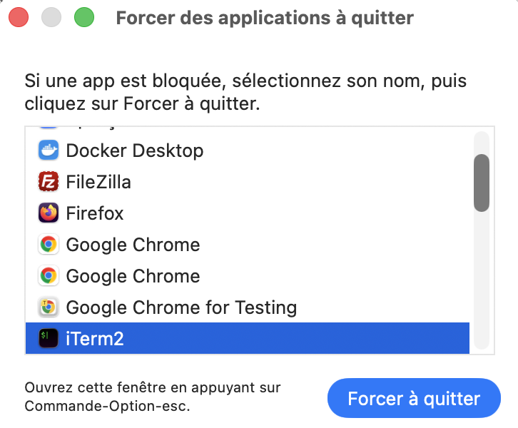 forcer quitter applications mac