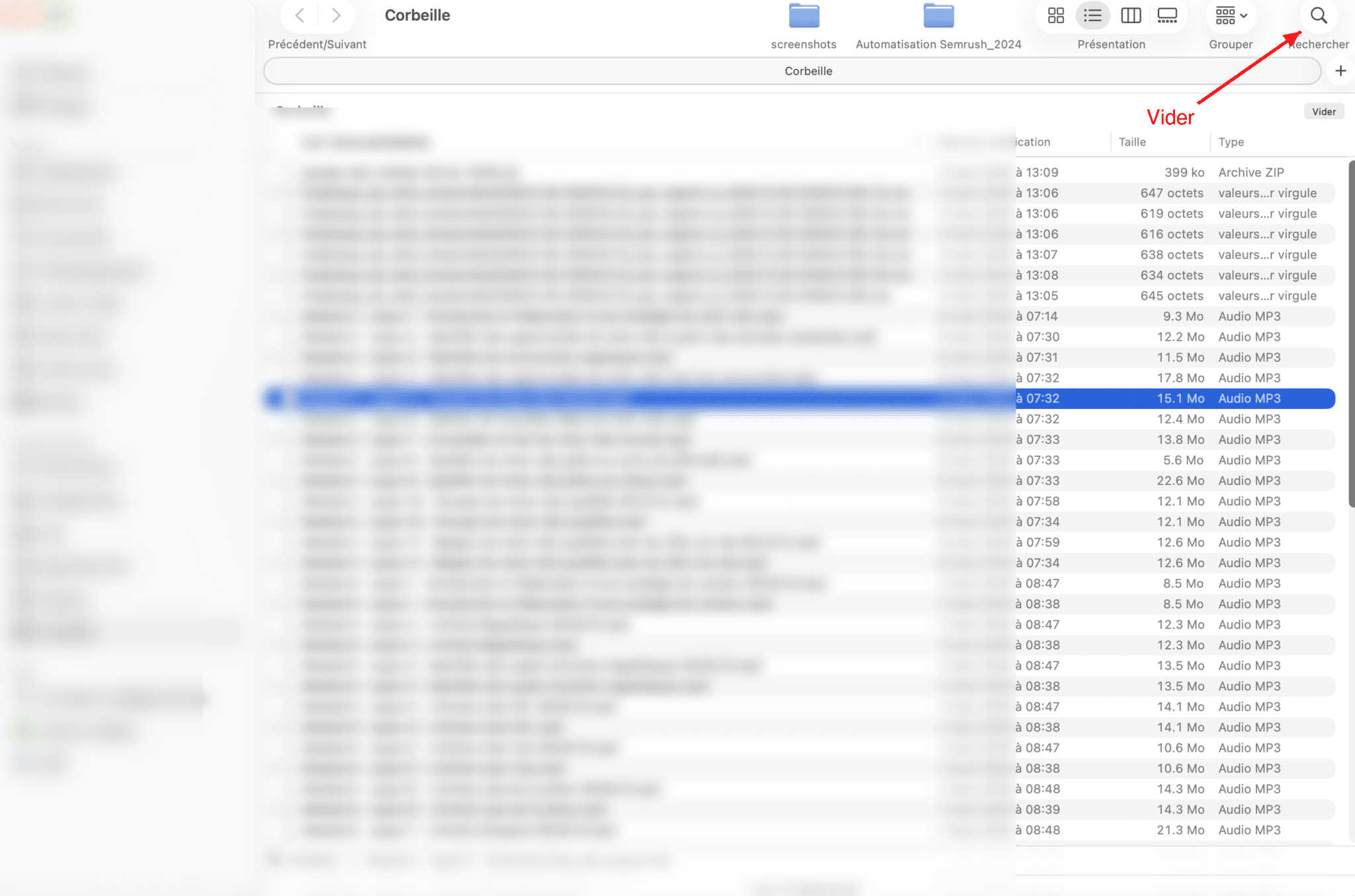 vider la corbeille mac
