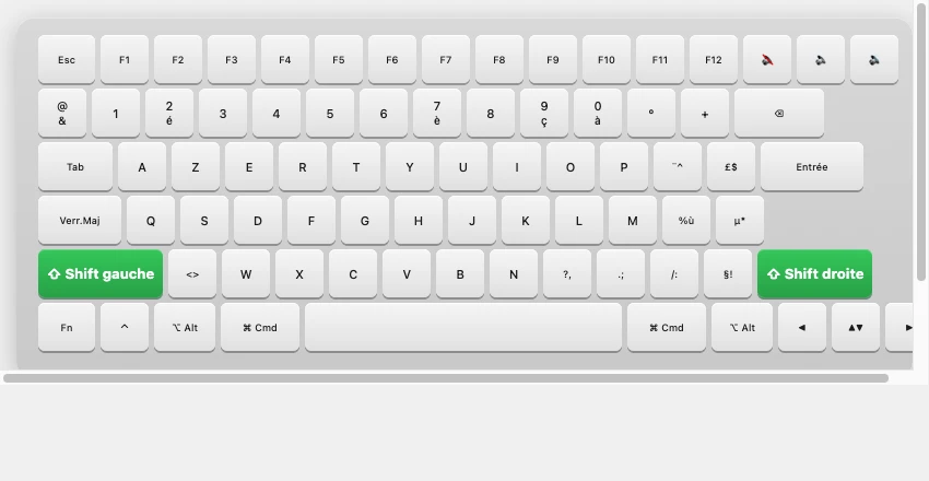 touche shift mac emplacement clavier gauche et droite