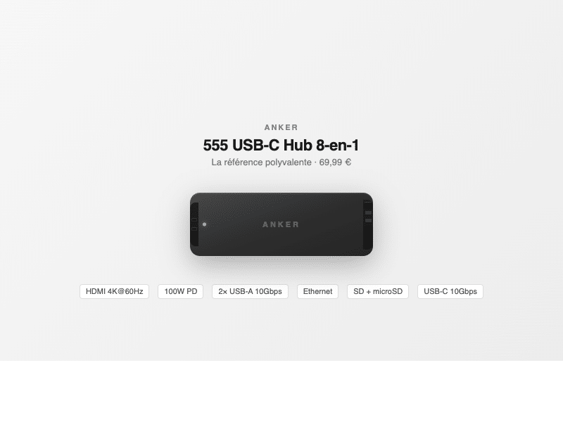 Anker 555 hub USB-C 8-en-1 pour MacBook - illustration