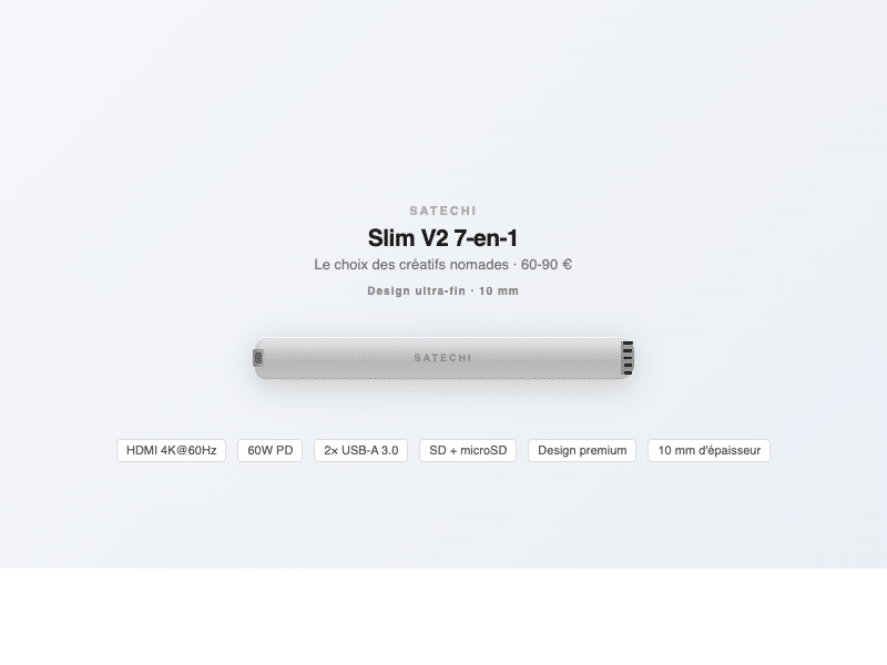 Satechi Slim V2 hub USB-C ultra-fin pour MacBook - illustration