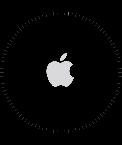 Apple Watch Series 11 affichant le logo Apple au démarrage sur fond noir