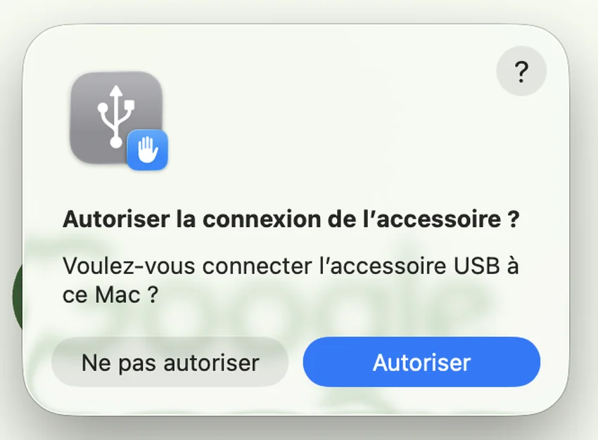 autoriser la connexion USB iPhone sur Mac